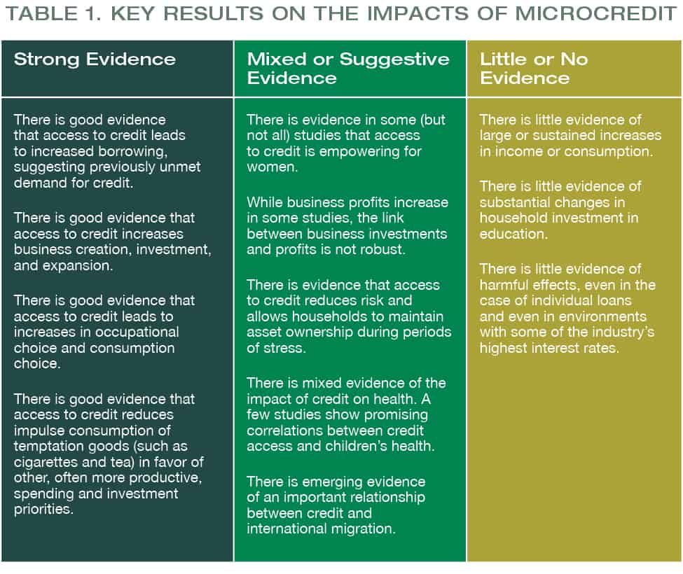 Measuring the Impact of Microfinance - Looking to the Future pg18_table