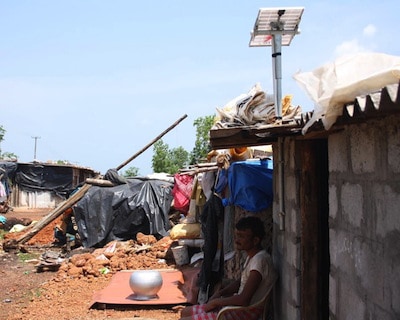A SELCO solar sytem in the Manipal slum. Image courtesy of SELCO.