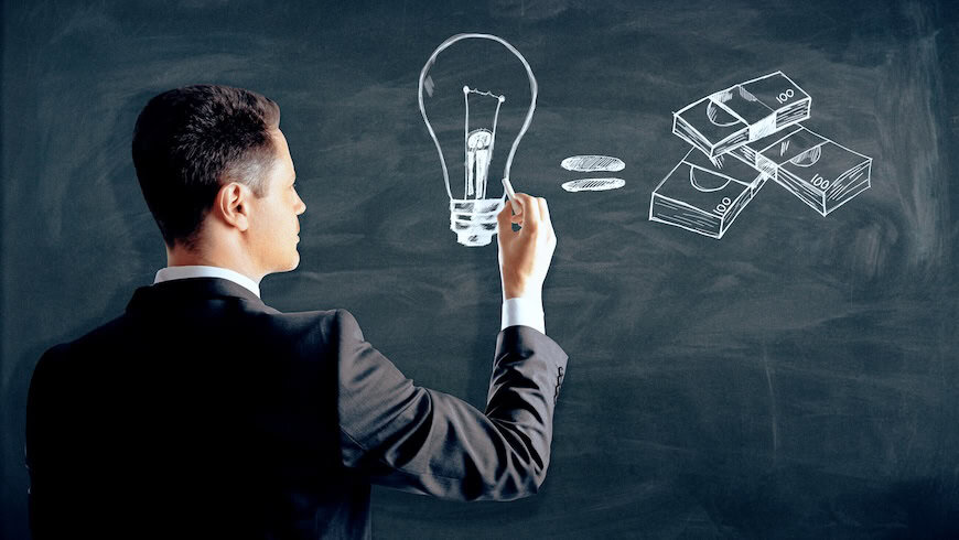 Businessman monetizing innovation