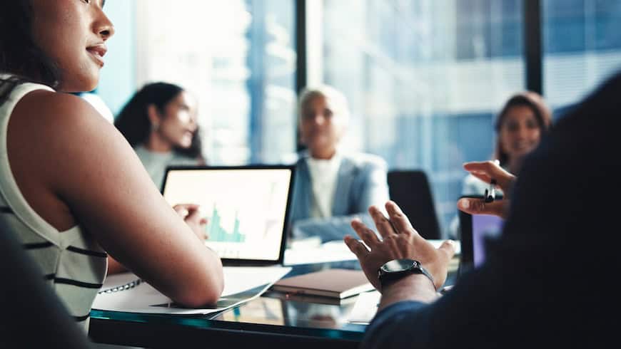 Women at investment meeting