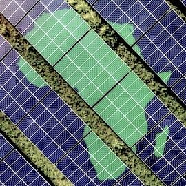 map of Africa superimposed on solar mini-grid panels