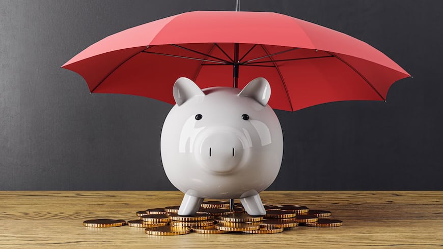 Piggy bank with umbrella