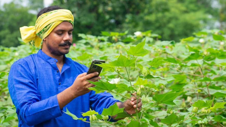 Indian farmer using AI