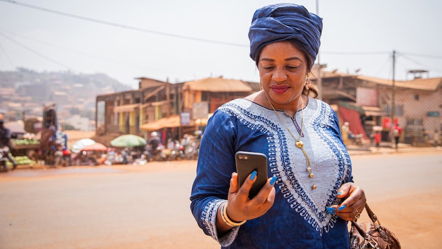 Woman using AI