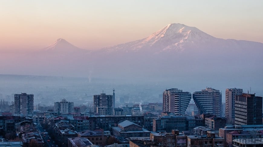 yerevan armenia city mountain urban skyline eastern europe