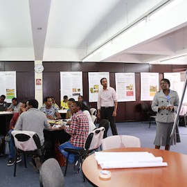 People participate in a workshop in Ethiopia.